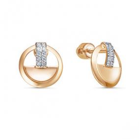 Золотые серьги КЮЗ Del'ta D054226 с фианитом D054226 фото