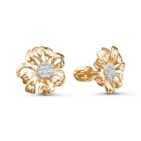 Золотые серьги КЮЗ Del'ta D054366 с фианитом D054366 фото