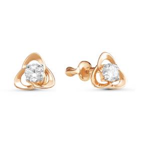 Золотые серьги КЮЗ Del'ta D054752 с фианитом D054752 фото