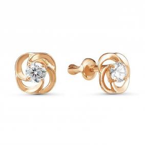 Золотые серьги КЮЗ Del'ta D054753 с фианитом D054753 фото