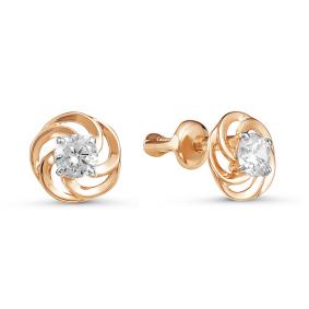 Золотые серьги КЮЗ Del'ta D054755 с фианитом D054755 фото