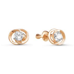 Золотые серьги КЮЗ Del'ta D054756 с фианитом D054756 фото