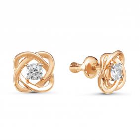 Золотые серьги КЮЗ Del'ta D054757 с фианитом D054757 фото