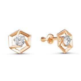 Золотые серьги КЮЗ Del'ta D054758 с фианитом D054758 фото