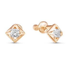 Золотые серьги КЮЗ Del'ta D054764 с фианитом D054764 фото