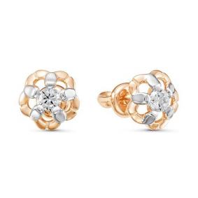 Золотые серьги КЮЗ Del'ta D054766 с фианитом D054766 фото