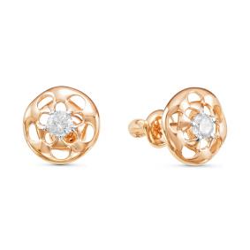 Золотые серьги КЮЗ Del'ta D054769 с фианитом D054769 фото