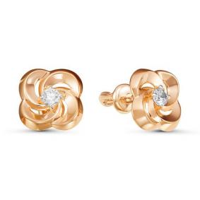 Золотые серьги КЮЗ Del'ta D054778 с фианитом D054778 фото