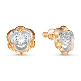 Золотые серьги КЮЗ Del'ta D054780 с фианитом D054780 фото