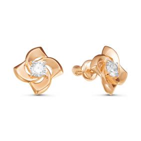 Золотые серьги КЮЗ Del'ta D054786 с фианитом D054786 фото