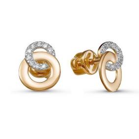 Золотые серьги КЮЗ Del'ta D057814 с фианитом D057814 фото