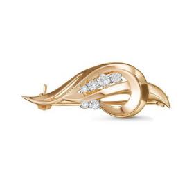 Золотая брошь КЮЗ Del'ta D060232 с фианитом D060232 фото