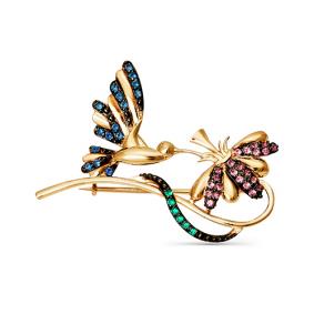 Золотая брошь КЮЗ Del'ta D064142 с фианитом D064142 фото