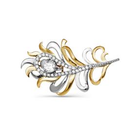 Золотая брошь КЮЗ Del'ta D064184 с фианитом D064184 фото