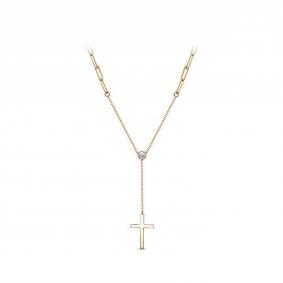 Золотое колье-крест КЮЗ Del'ta с фианитом D0703787ш D0703787ш фото