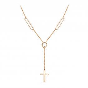 Золотое колье Крест КЮЗ Del'ta с фианитом D0703789 D0703789 фото