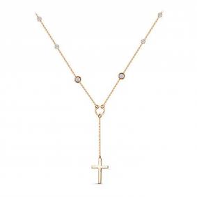 Золотое колье Крест КЮЗ Del'ta с фианитом D0703791 D0703791 фото