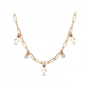 Золотое колье-крест КЮЗ Del'ta  с фианитом D0704154 D0704154 фото