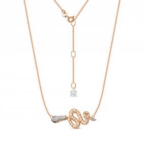 Золотое колье Символ года Змея КЮЗ Del'ta с фианитом D0707603 D0707603 фото