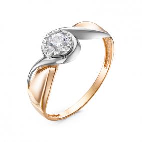 Золотое кольцо КЮЗ Del'ta D1100122 с фианитом D1100122 фото