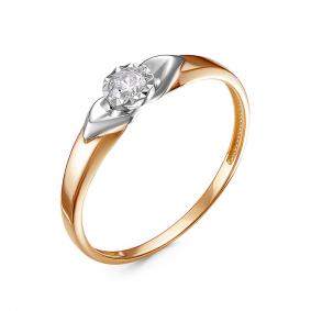 Золотое кольцо КЮЗ Del'ta D1100126 с фианитом D1100126 фото