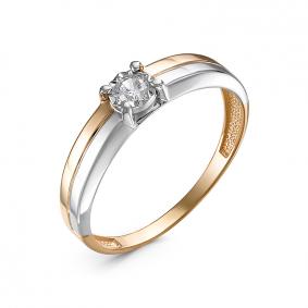 Золотое кольцо КЮЗ Del'ta D1100128 с фианитом D1100128 фото