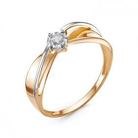 Золотое кольцо КЮЗ Del'ta D1100132 с фианитом D1100132 фото