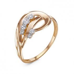 Золотое кольцо КЮЗ Del'ta D1100296 с фианитом D1100296 фото