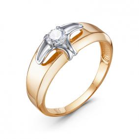 Золотое кольцо КЮЗ Del'ta D1100575 с фианитом D1100575 фото