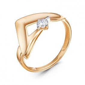 Золотое кольцо КЮЗ Del'ta D1100590 с фианитом D1100590 фото