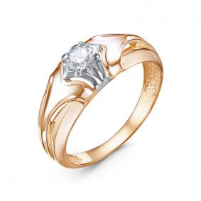 Золотое кольцо КЮЗ Del'ta D1100599 с фианитом D1100599 фото