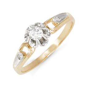 Золотое кольцо КЮЗ Del'ta D110111 с фианитом D110111 фото