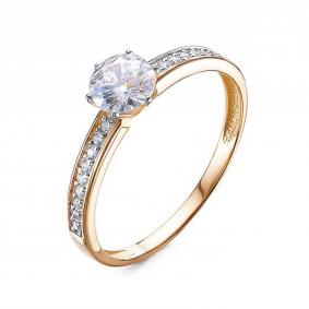 Золотое помолвочное кольцо КЮЗ Del'ta с фианитом D1101520 D1101520 фото