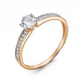 Золотое помолвочное кольцо КЮЗ Del'ta с фианитом D1101524 D1101524 фото