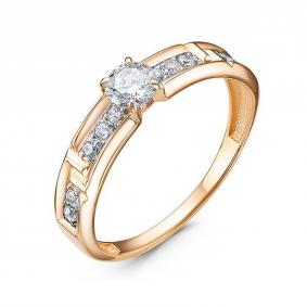 Золотое кольцо КЮЗ Del'ta D1101610 с фианитом D1101610 фото