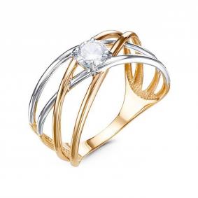 Золотое кольцо КЮЗ Del'ta D1102464 с фианитом D1102464 фото