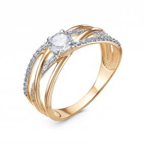 Золотое кольцо КЮЗ Del'ta D1102683 с фианитом D1102683 фото