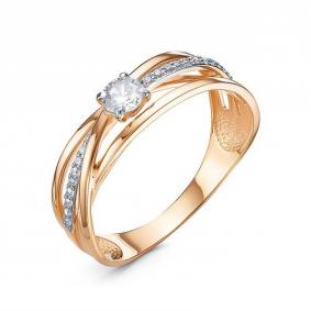 Золотое кольцо КЮЗ Del'ta D1102685 с фианитом D1102685 фото