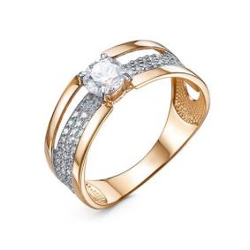 Золотое кольцо КЮЗ Del'ta D1102834 с фианитом D1102834 фото