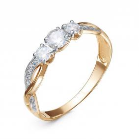 Золотое кольцо КЮЗ Del'ta D1103195 с фианитом D1103195 фото
