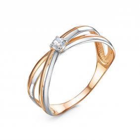 Золотое кольцо КЮЗ Del'ta D1103302 с фианитом D1103302 фото