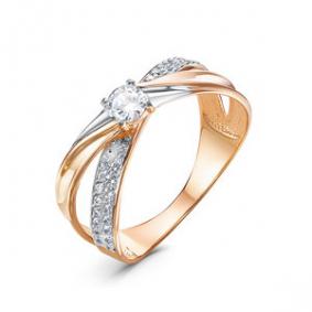 Золотое кольцо КЮЗ Del'ta D1103398 с фианитом D1103398 фото