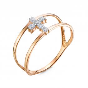 Золотое кольцо-крест КЮЗ Del'ta с фианитом D1104892 D1104892 фото