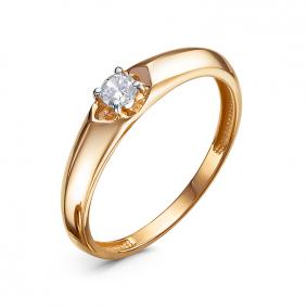 Золотое кольцо КЮЗ Del'ta D1106346 с фианитом D1106346 фото