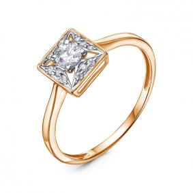 Золотое кольцо КЮЗ Del'ta D1106697 с фианитом D1106697 фото