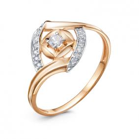 Золотое кольцо КЮЗ Del'ta D1107001 с фианитом D1107001 фото