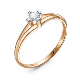 Золотое кольцо КЮЗ Del'ta D1107971 с фианитом D1107971 фото