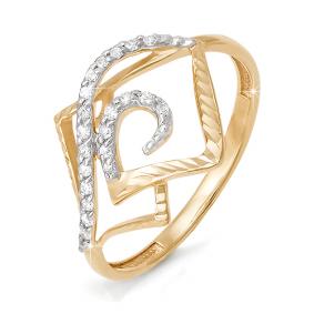 Золотое кольцо КЮЗ Del'ta D110940 с фианитом D110940 фото