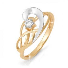 Золотое кольцо КЮЗ Del'ta D111238 с фианитом D111238 фото