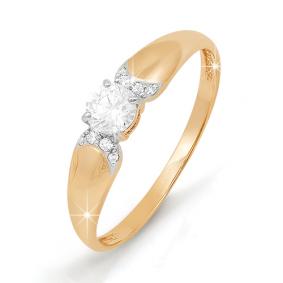 Золотое кольцо КЮЗ Del'ta D111387 с фианитом D111387 фото